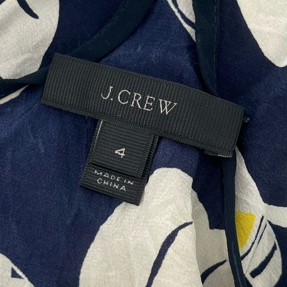 J. Crew Blue Carrie Tropical Leaf Silk Racerback Tank Cami Size 4 Women's - Picture 2 of 7